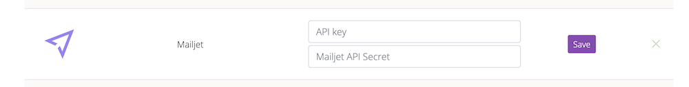 Fyrebox Mailjet integration settings