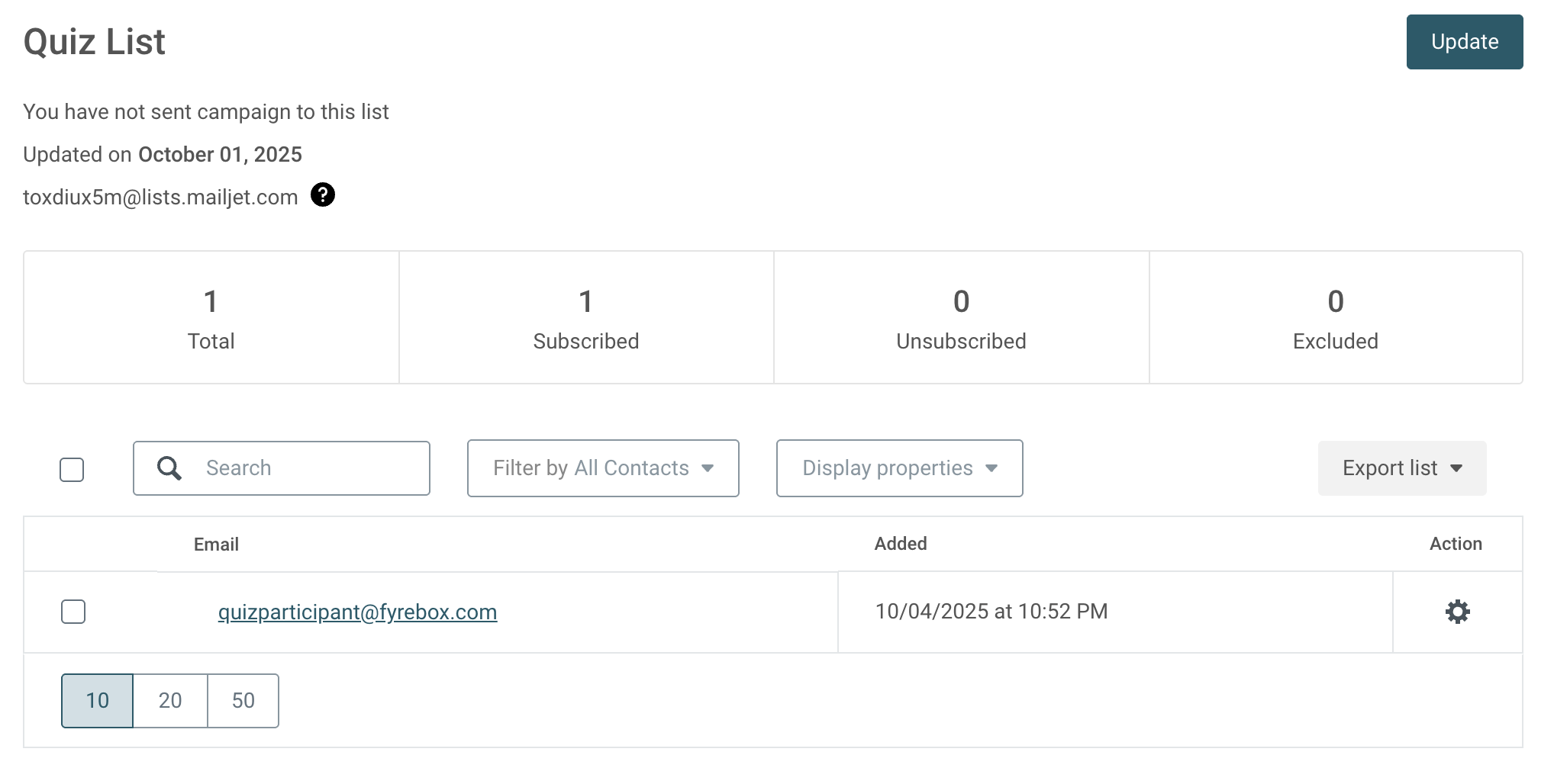 Mailjet contact details populated by Fyrebox